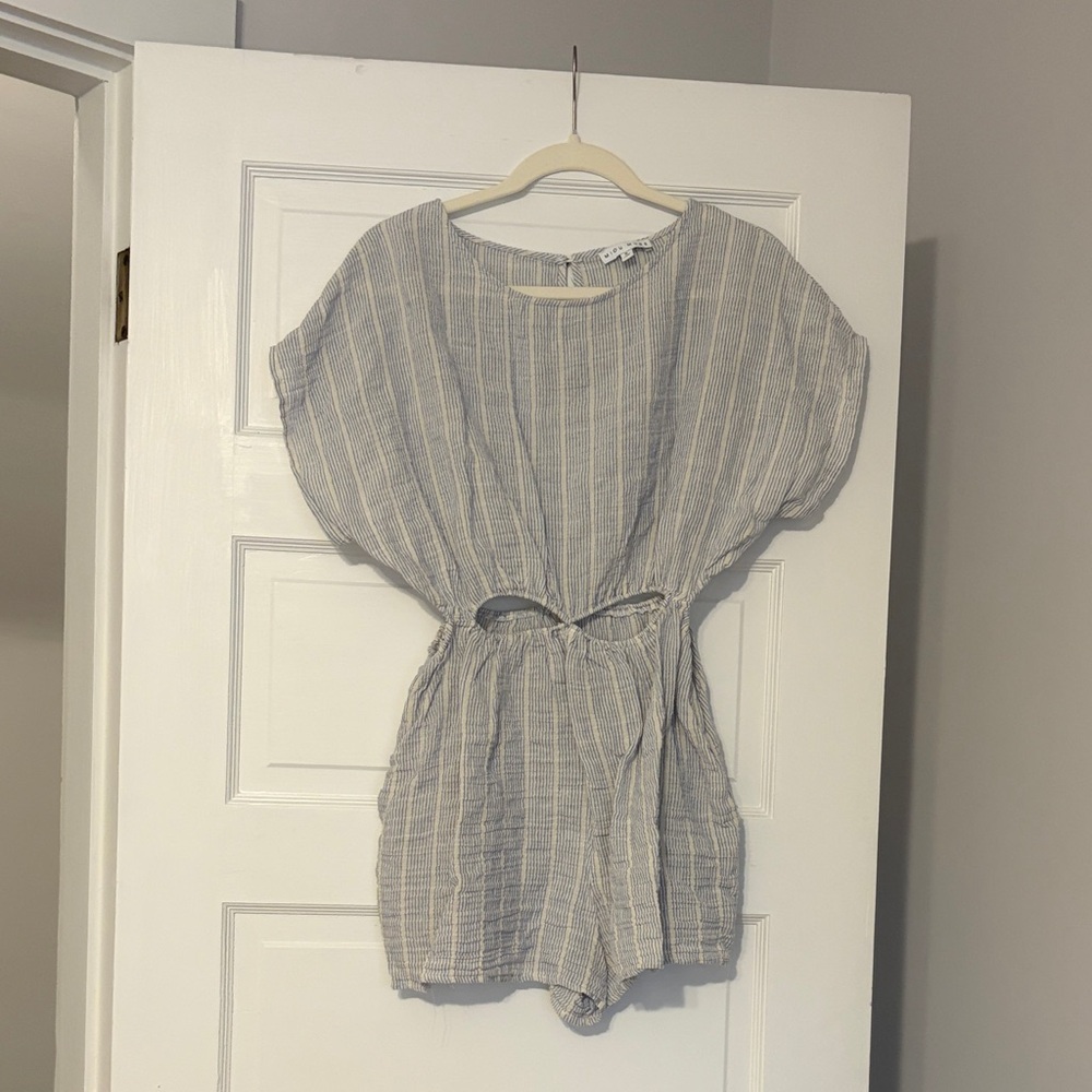 Striped Blue & White Lightweight Romper
